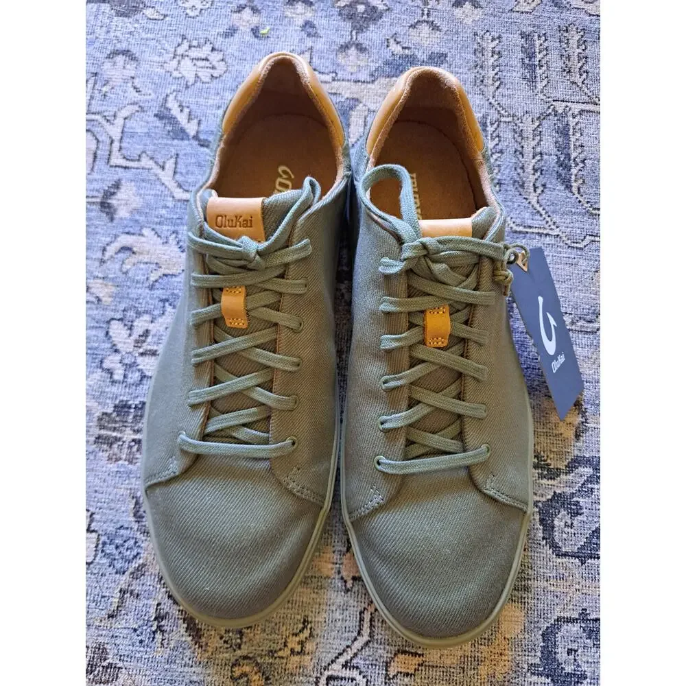 OluKai Lae‘ Ahi Li RARE Banyan Green Canvas Sneaker Mens Size 11.5 New w/Tags